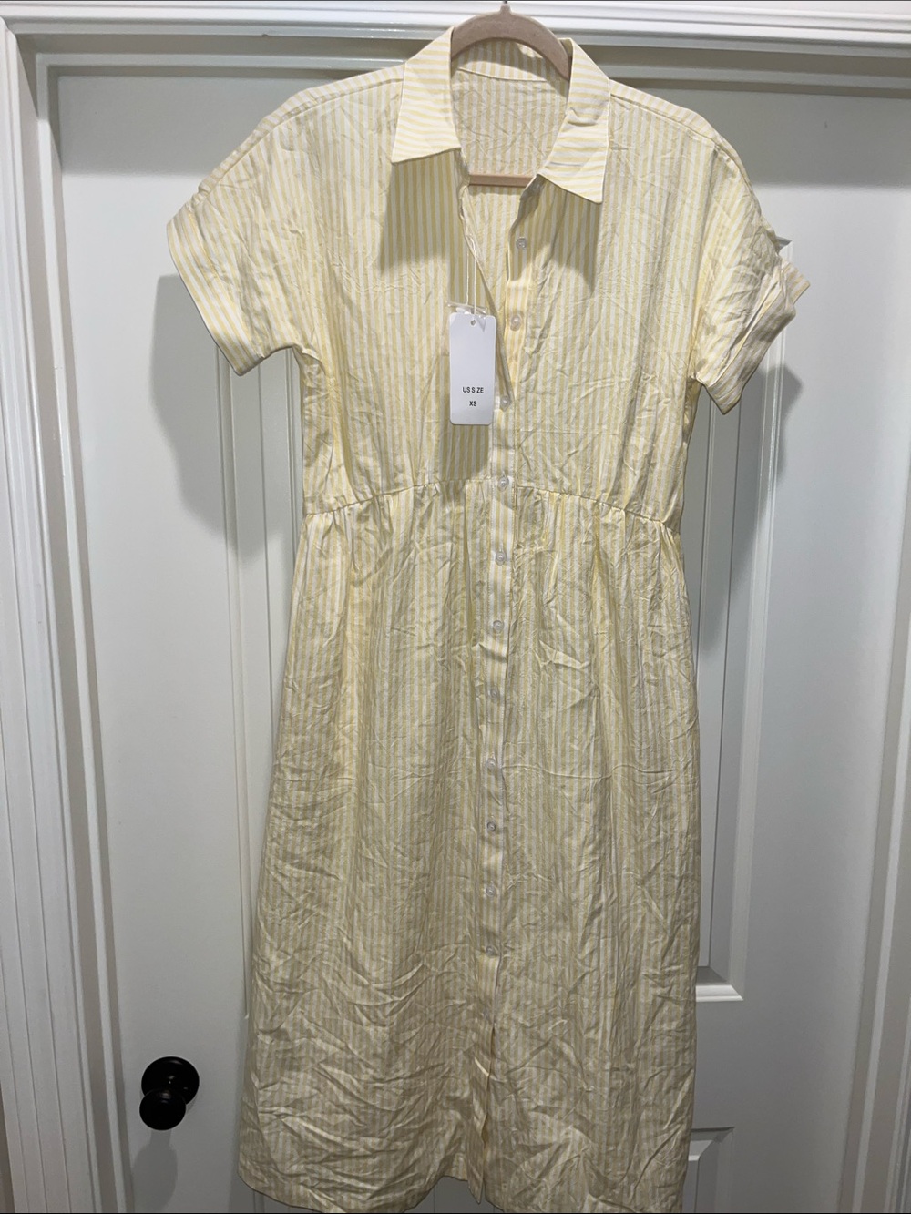 Amazon Butter Yellow Striped Maxi Dress
